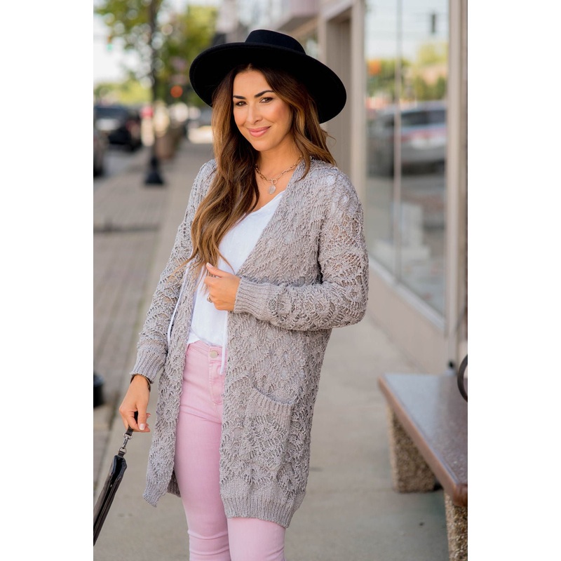 Diamond Knit Tunic Cardigan S Blush