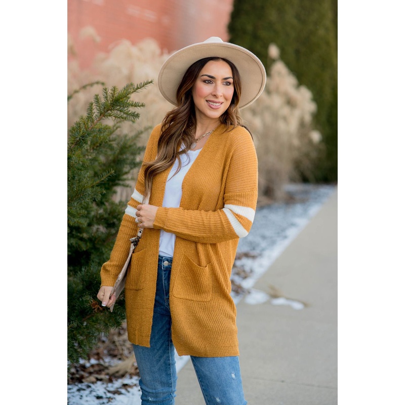Rugby Knit Tunic Cardigan Mustard S/M