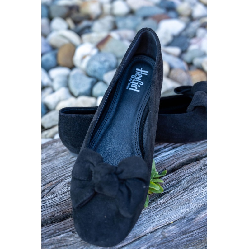 Sugar Rush Black Faux Suede Flats Black 6