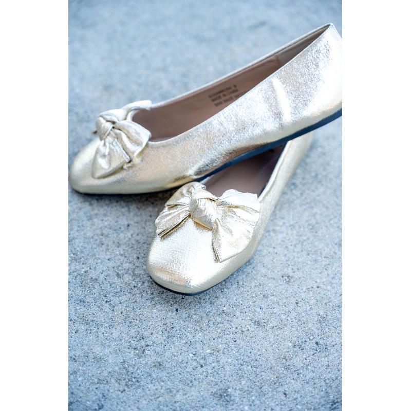 Sugar Rush Gold Crinkle Metallic Flats Gold 6