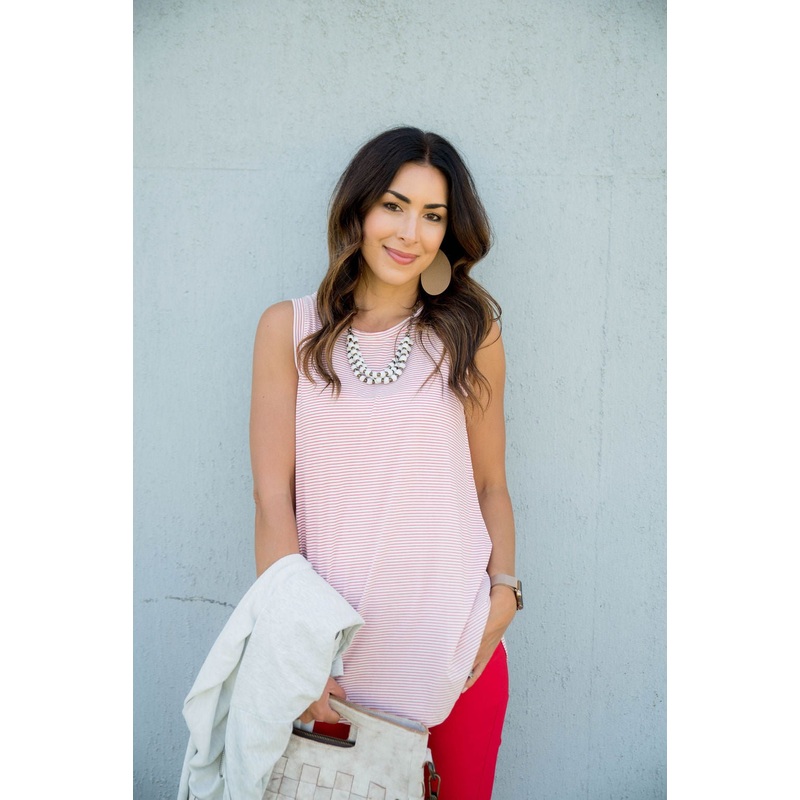 Basic Micro Striped Tank Navy S