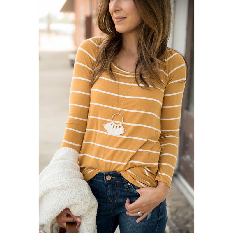 Betsey’s Striped Long Sleeve Basic Tee Black S