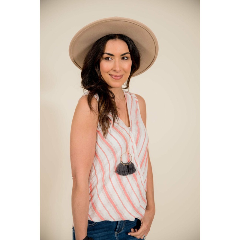 Button Back Wrap Tank Blue S