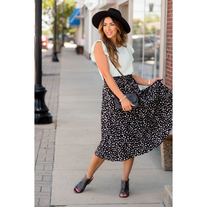 Cheetah Pleated Skirt Black S