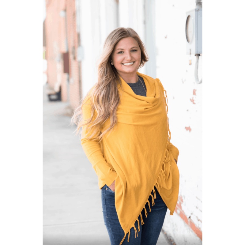 Fringe Wrap Cardigan S Burgundy