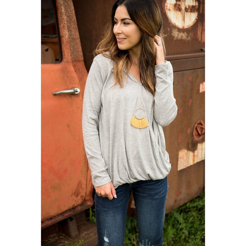 Grey Criss Cross Sweater S