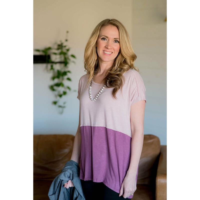 Two Toned Tee – Pink Mauve S