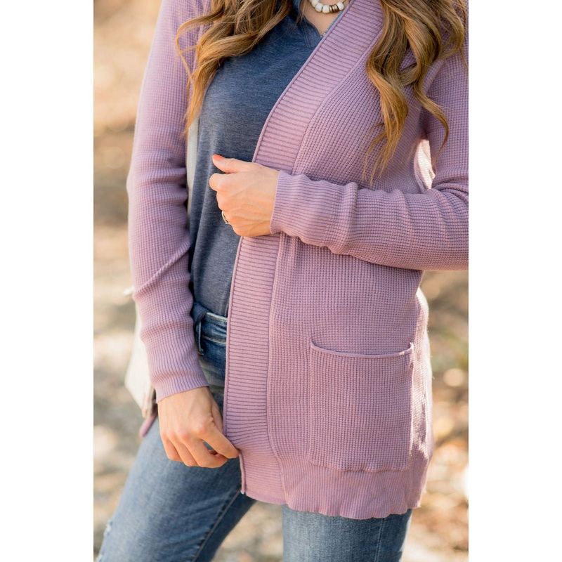 Waffle Cardigan Black S
