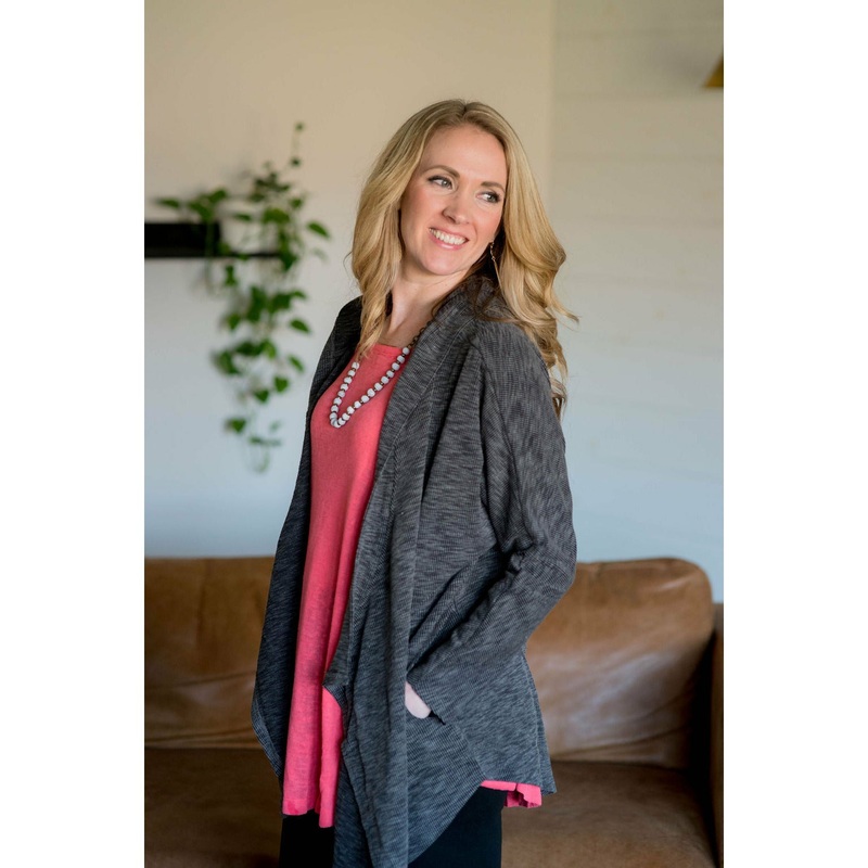Waterfall Pocket Cardigan – Charcoal S