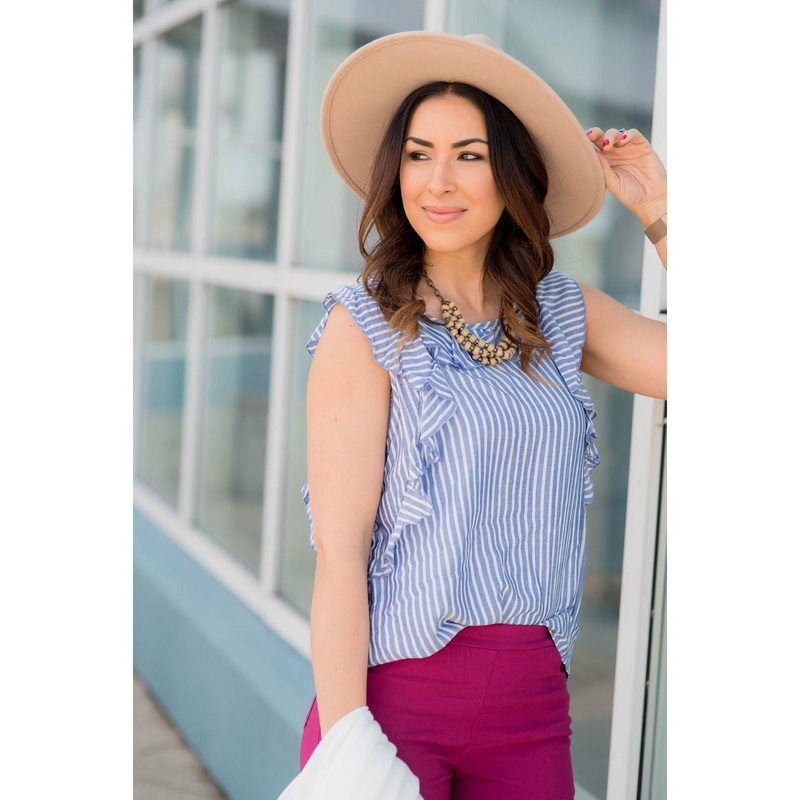 Around the Ruffles Tank S Blue
