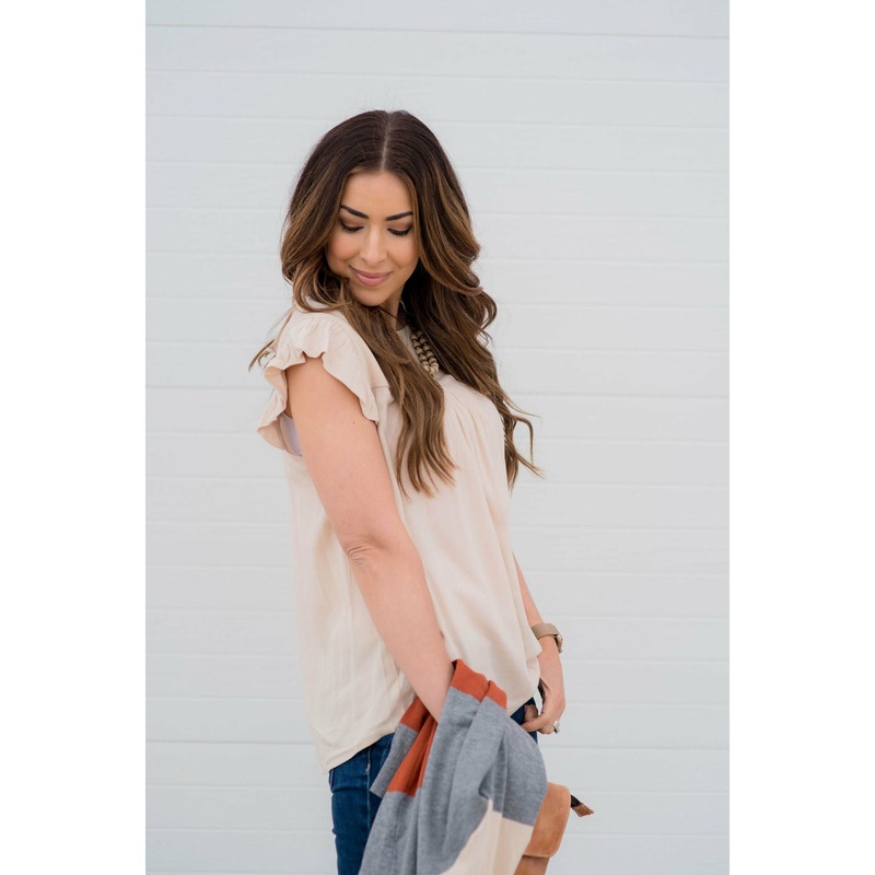 Bib Flutter Sleeve Blouse S Cream