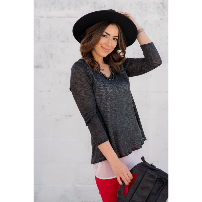 Black Chiffon Bottom Blouse S