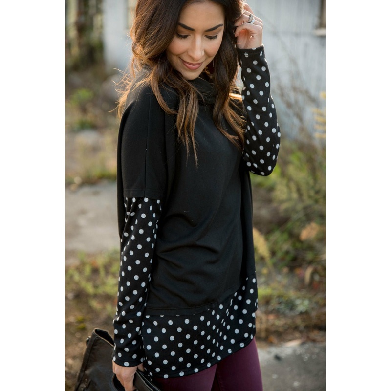 Touch of Polka Dot Cowl Neck Navy S