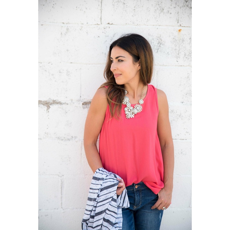 Woven Front Tank Navy S