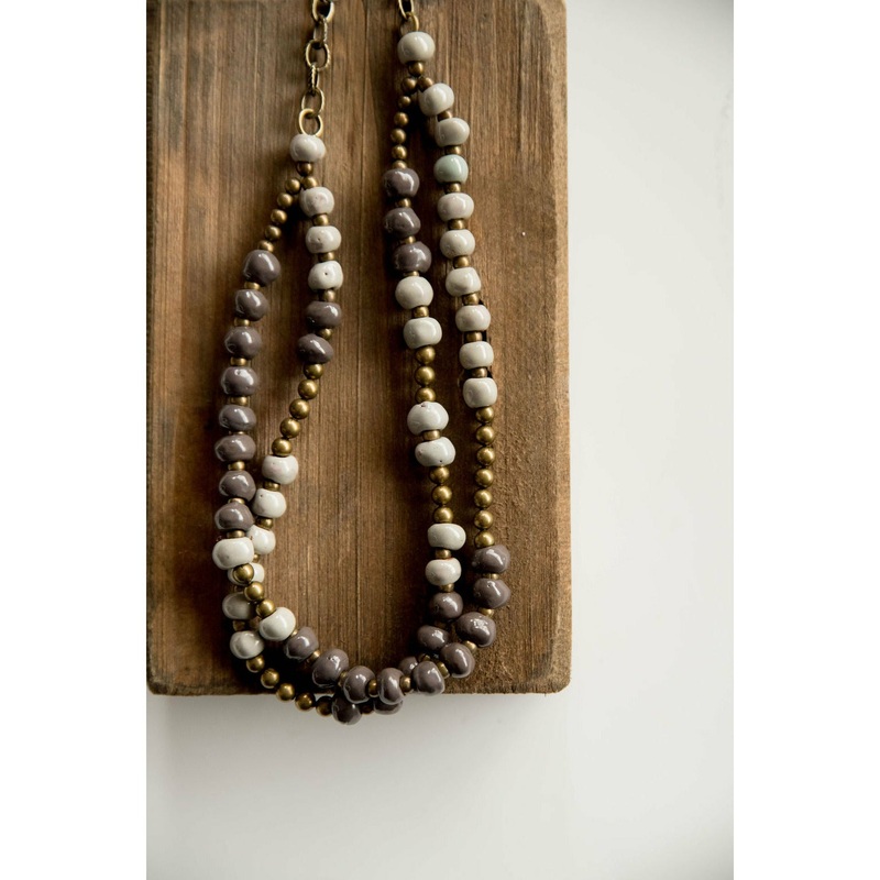 Bel Koz Double Clay Necklace Charcoal/Grey