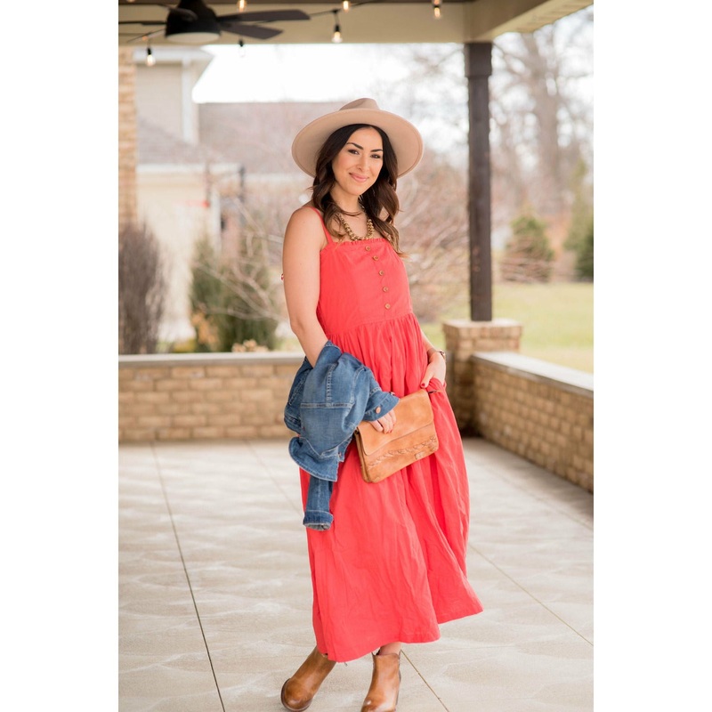 Button Top Tank Midi Coral S