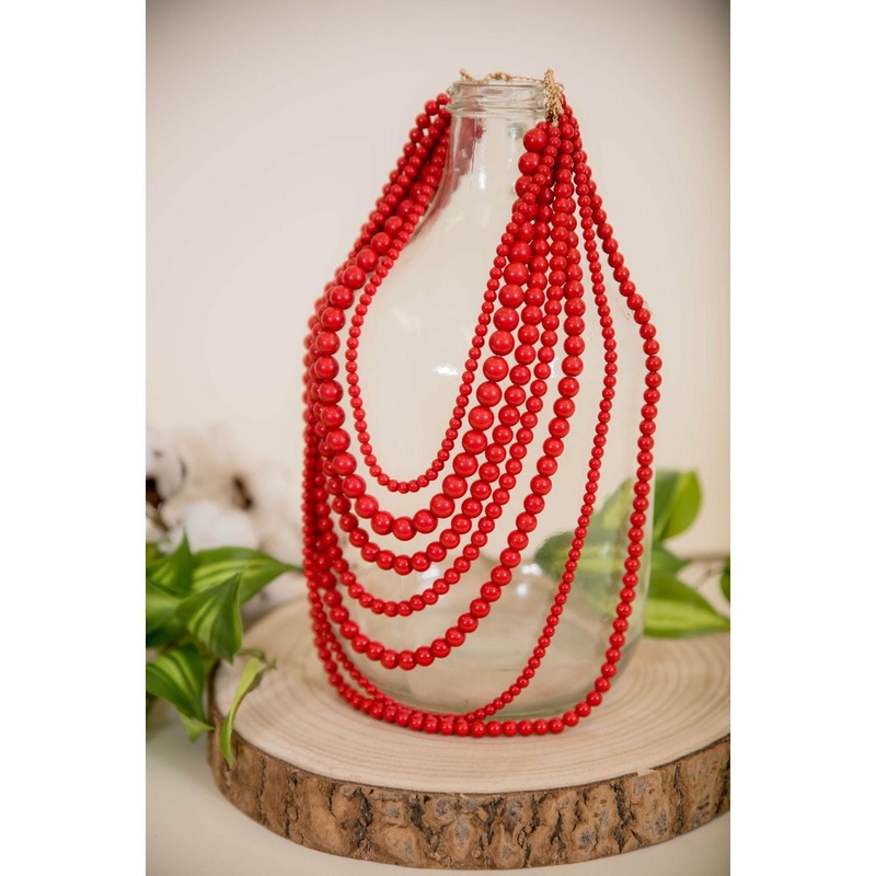 Long Multi Necklace Burgundy