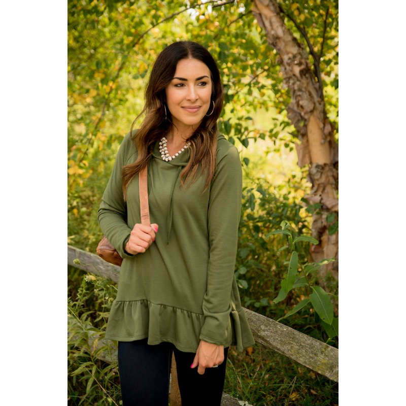 Ruffle Bottom Hoodie Burgundy S