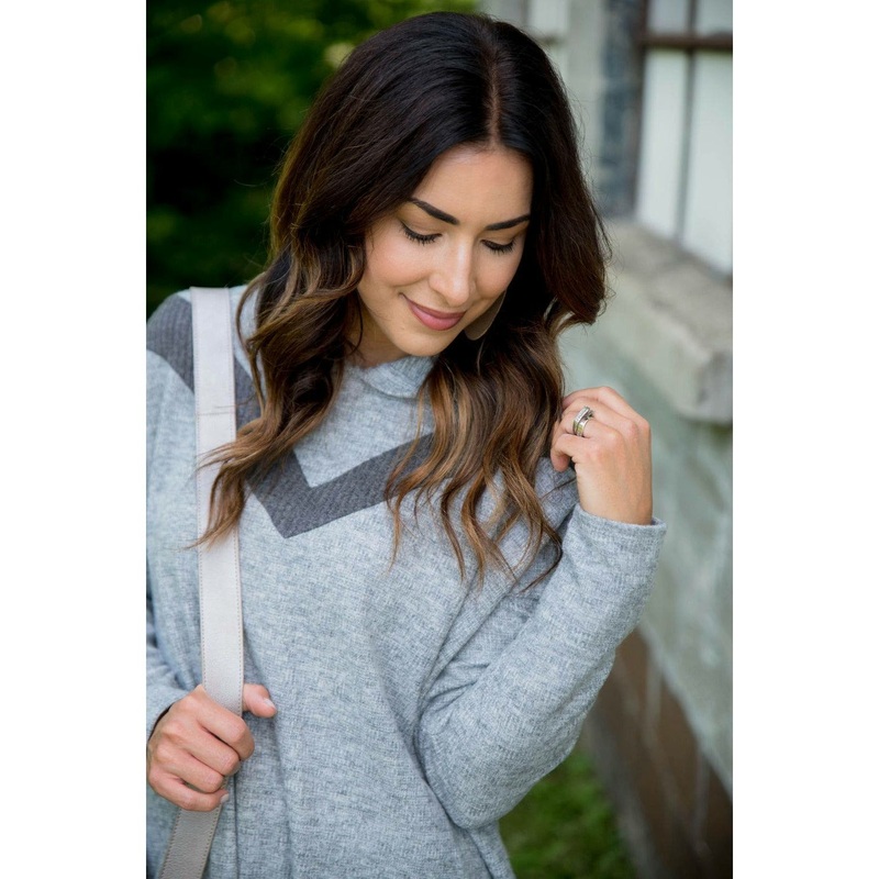 V Accent Hoodie S Grey