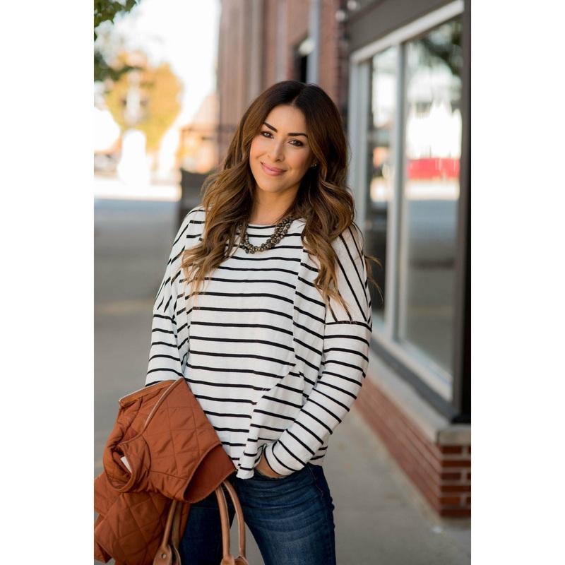 Abstract Stitched Striped Tee S