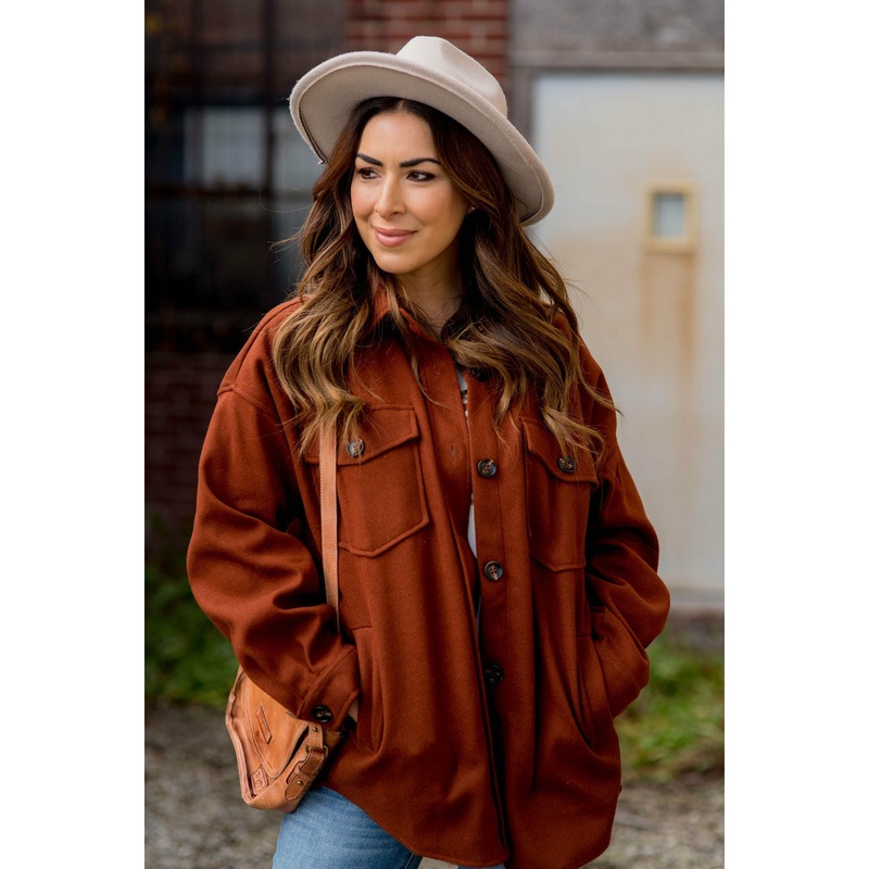 Basic Shacket Burgundy S
