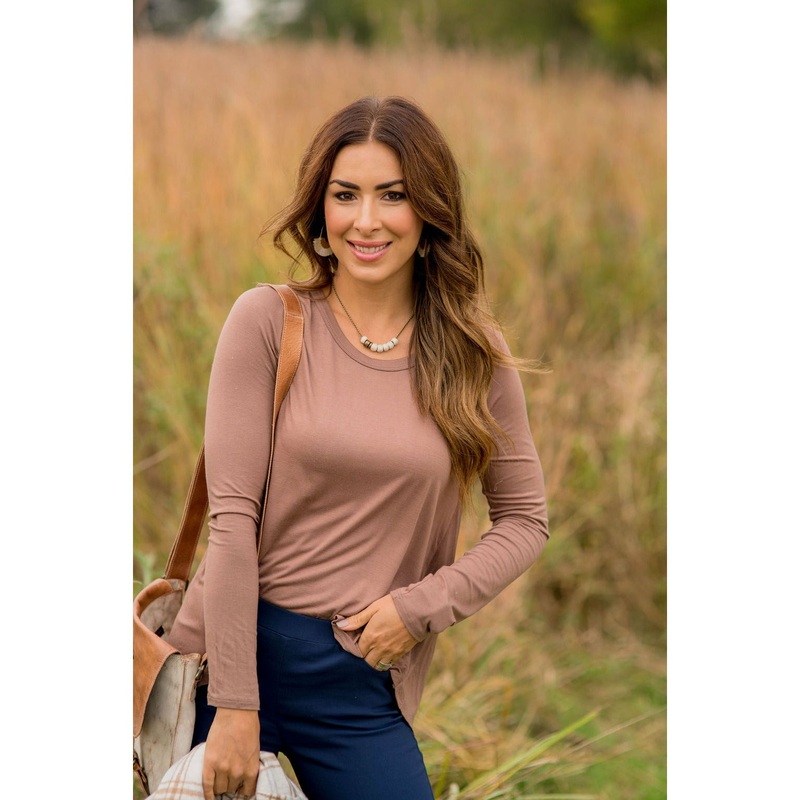 Betsey’s Bamboo Long Sleeve Basic Tee Brown Sugar S
