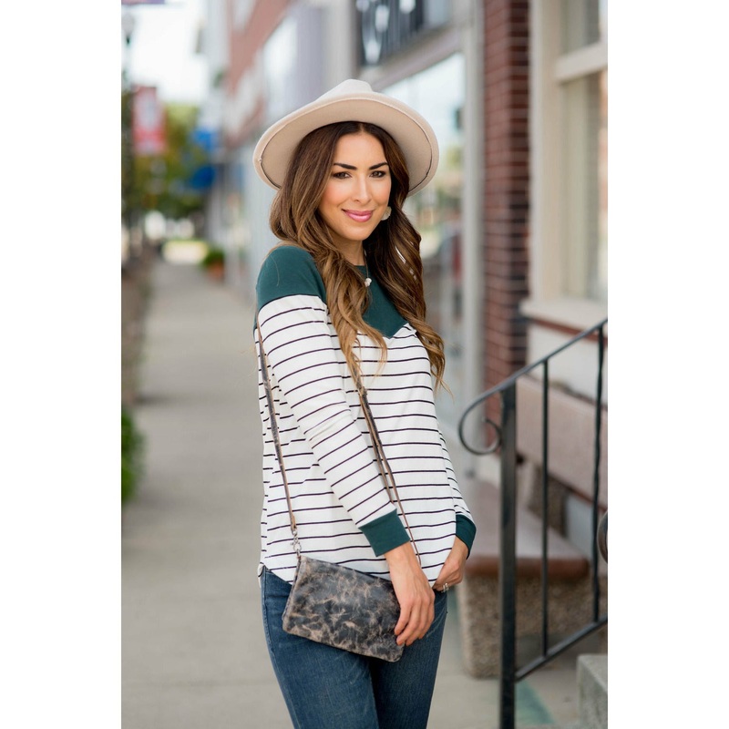Black Striped Solid Triangle Shoulder Tee S Orange