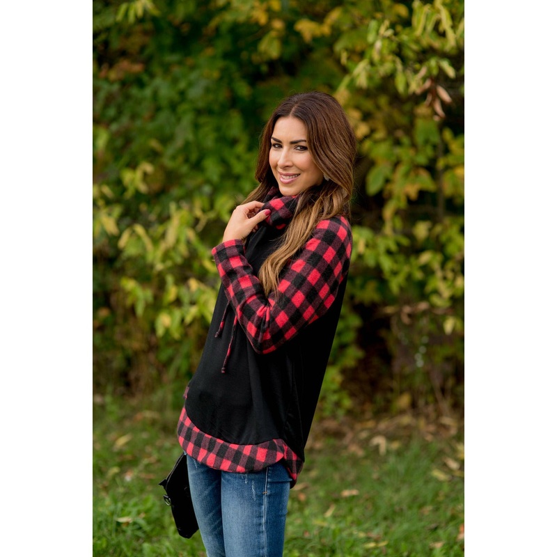 Buffalo Check Cowl Neck Long Tee S