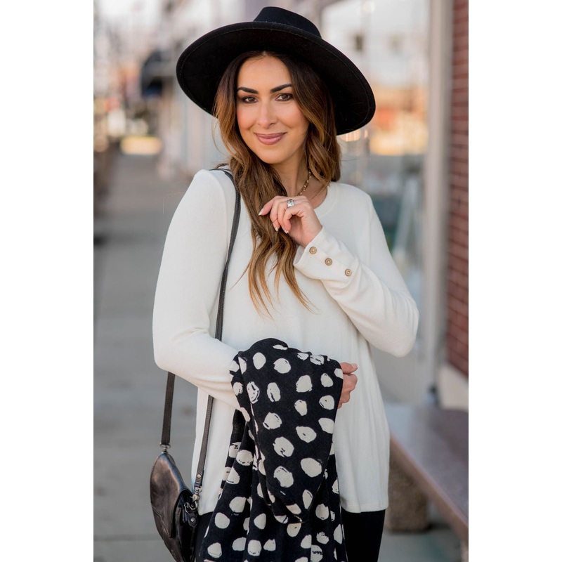 Button Cuff Long Sleeve Tee S Mustard