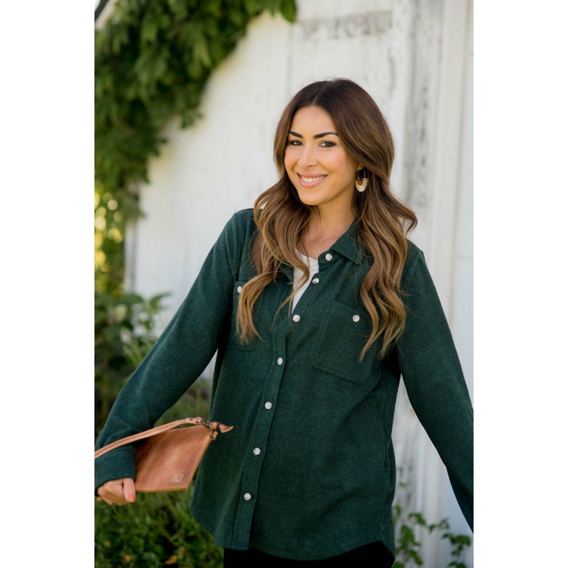 Cozy So Soft Button Up Green S