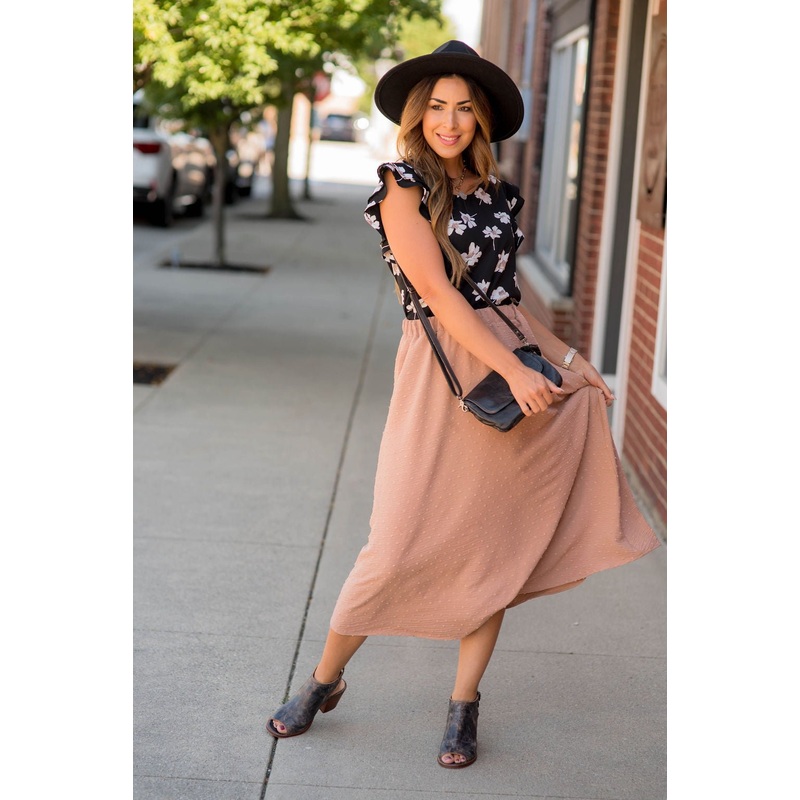 Dazzling Dots Midi Skirt Beige S