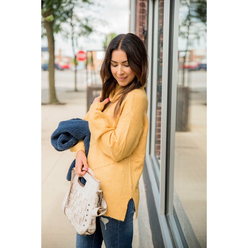 Dot Accent Cowl Neck Sweater Grey S
