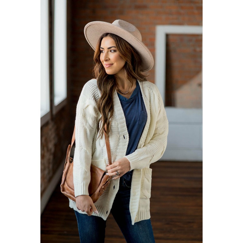 Intricately Detailed Knit Tunic Cardigan S Blush