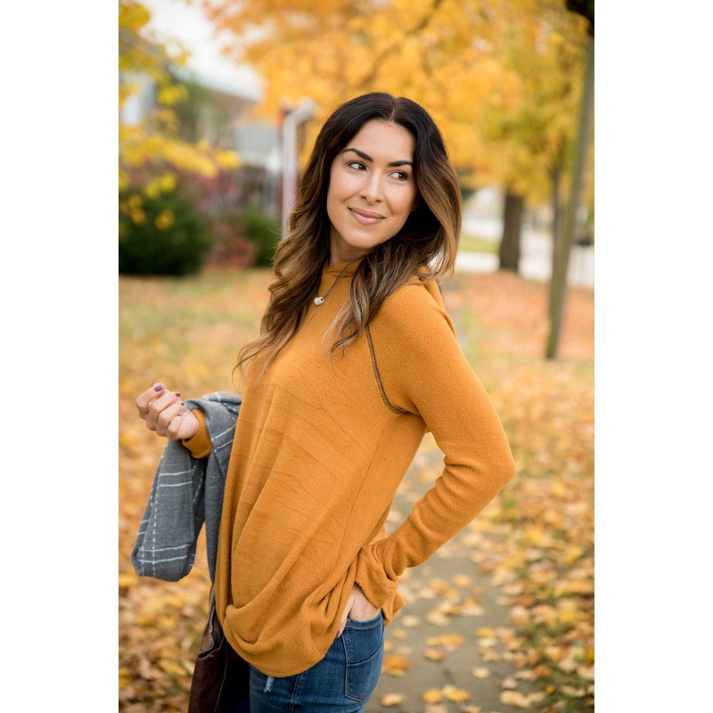 Two-Toned Knotted Front Hoodie Charcoal S