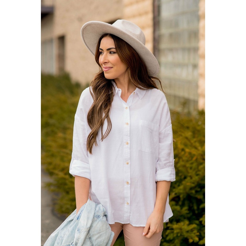 3/4 Sleeve Button Up Blouse S/M Ivory