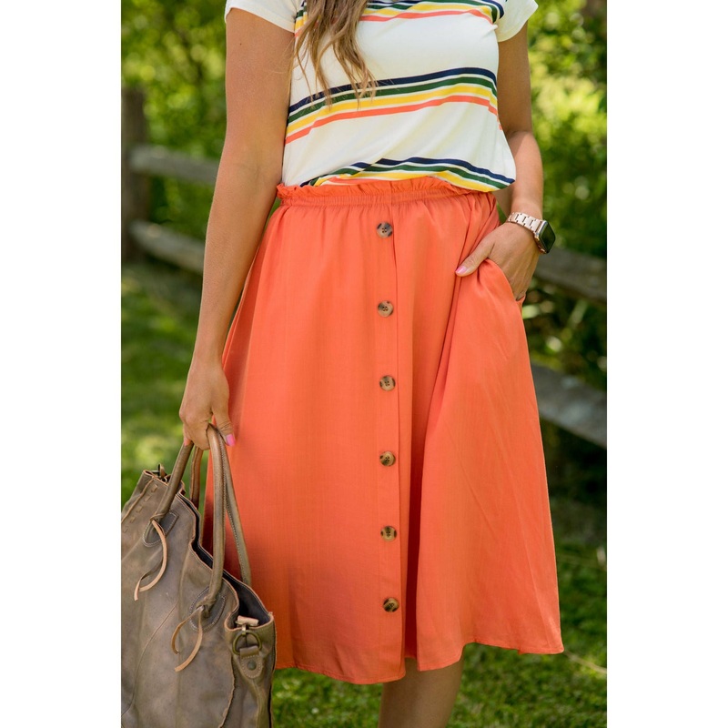 Coral Button Skirt S