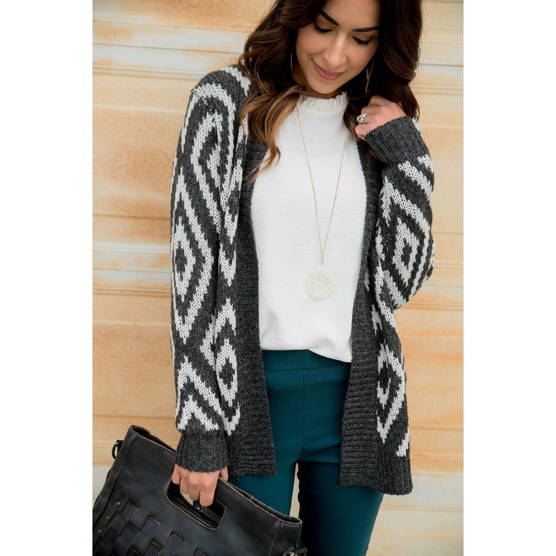 Diamond Cardigan L Charcoal