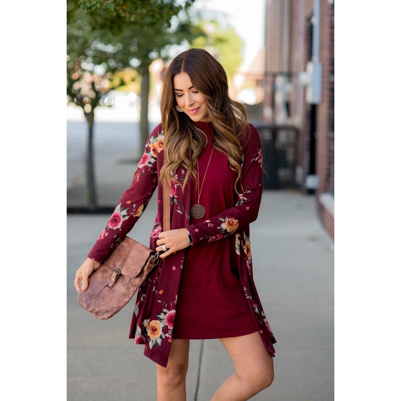 Floral Tunic Cardigan Black S