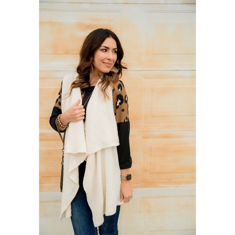 Knitted Kimono Vest S/M Ivory