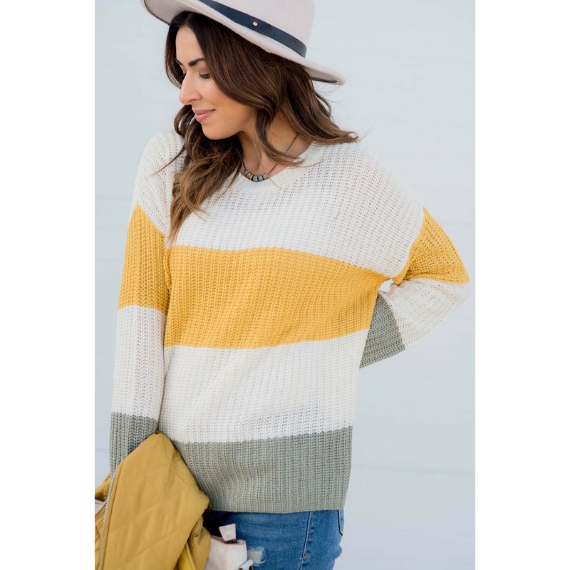 Large Bright Stripe Knit Sweater S
