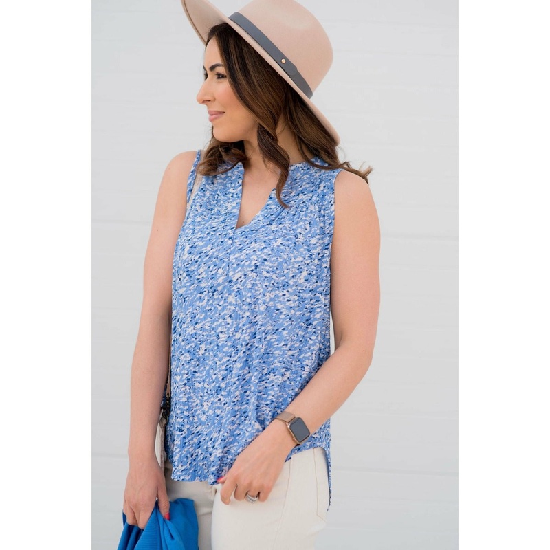 V-Neck Powder Blue Confetti Tank S