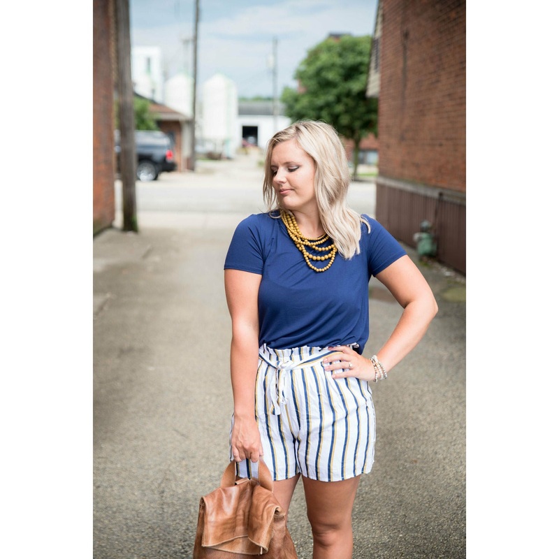 White Striped Shorts S