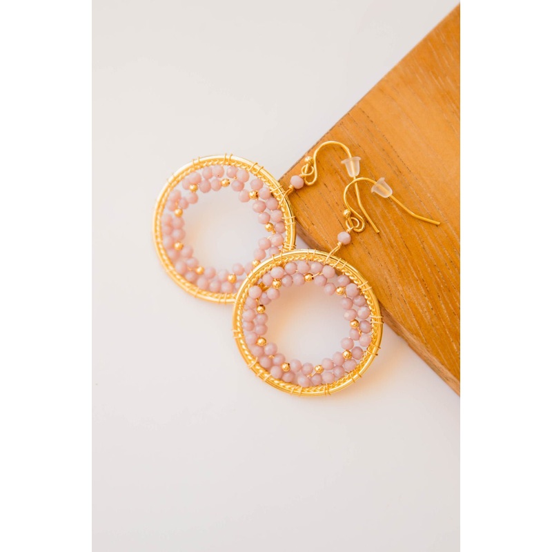 Day Dreamer Beaded Hoop Earrings Purple