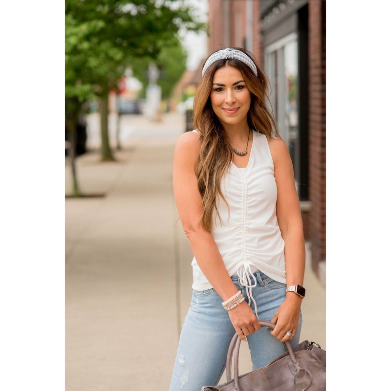 Ruched Tie Tank White S