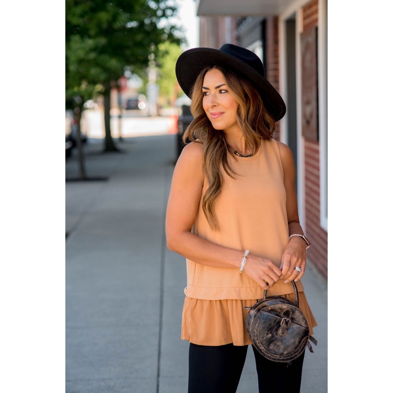 Ruffle Faux Layer Tank S Black