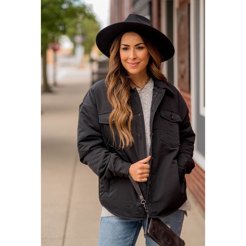 Basic Puffer Shacket S Black