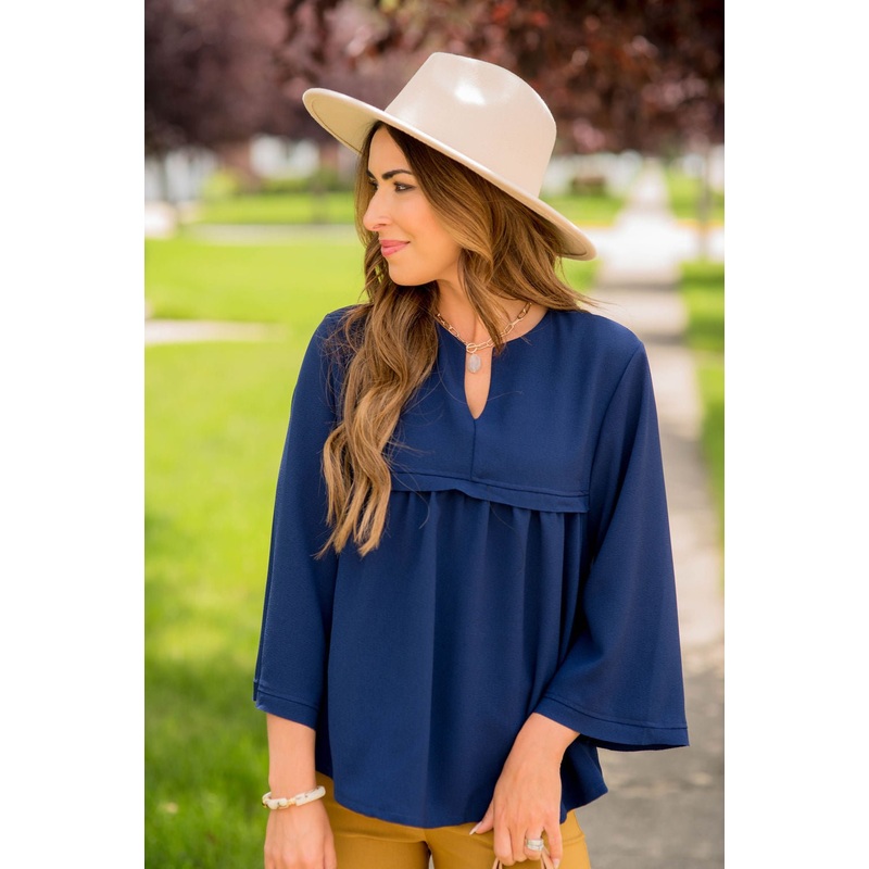 Bell Sleeve Peplum V Blouse Burgundy S
