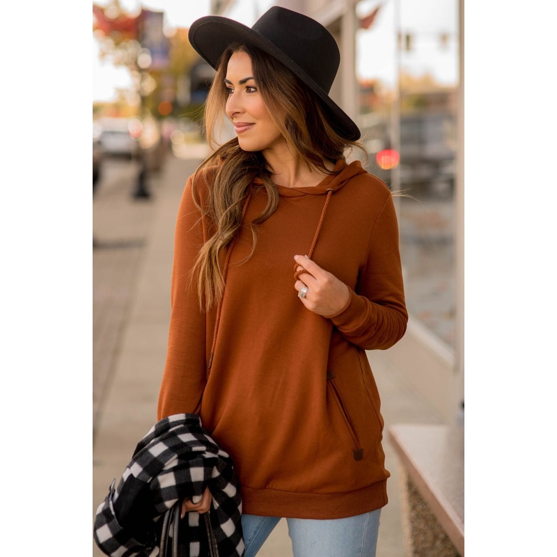Betsey’s Leather Accented Hoodie Burgundy S