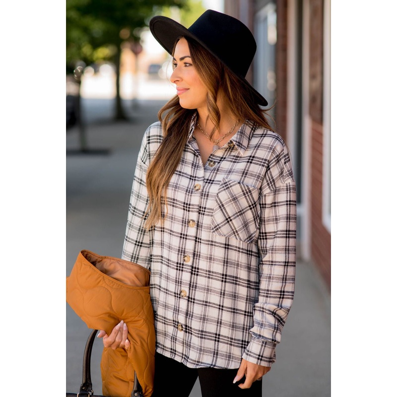 Black & White Plaid Button Up S