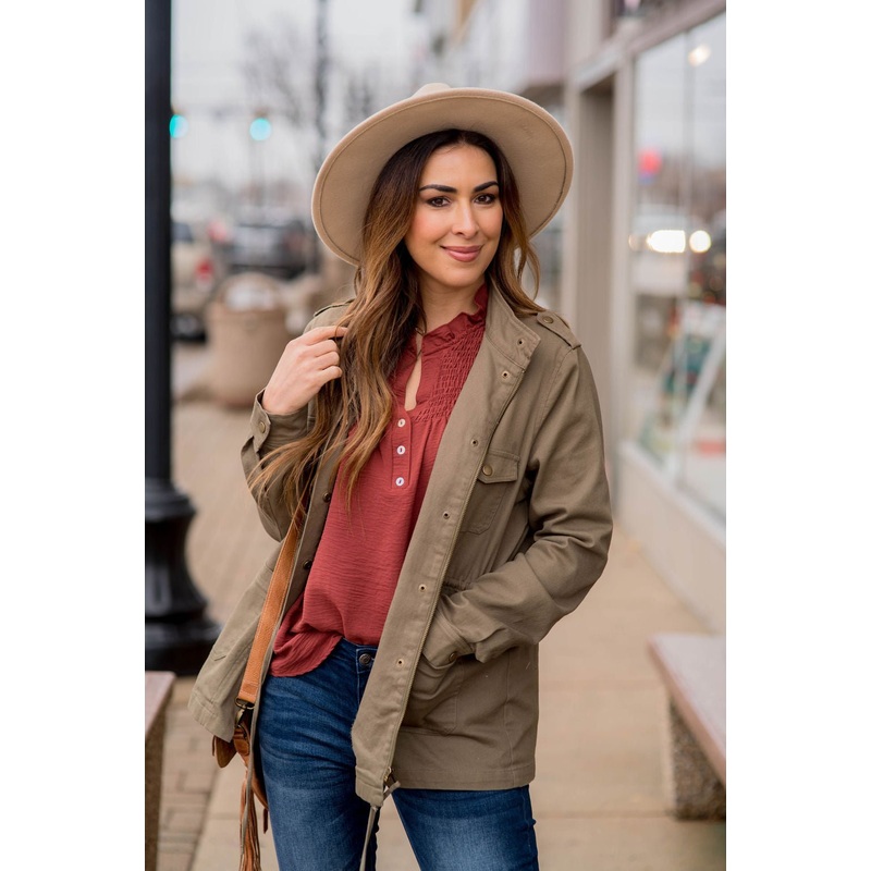 Button Tie Utility Jacket S